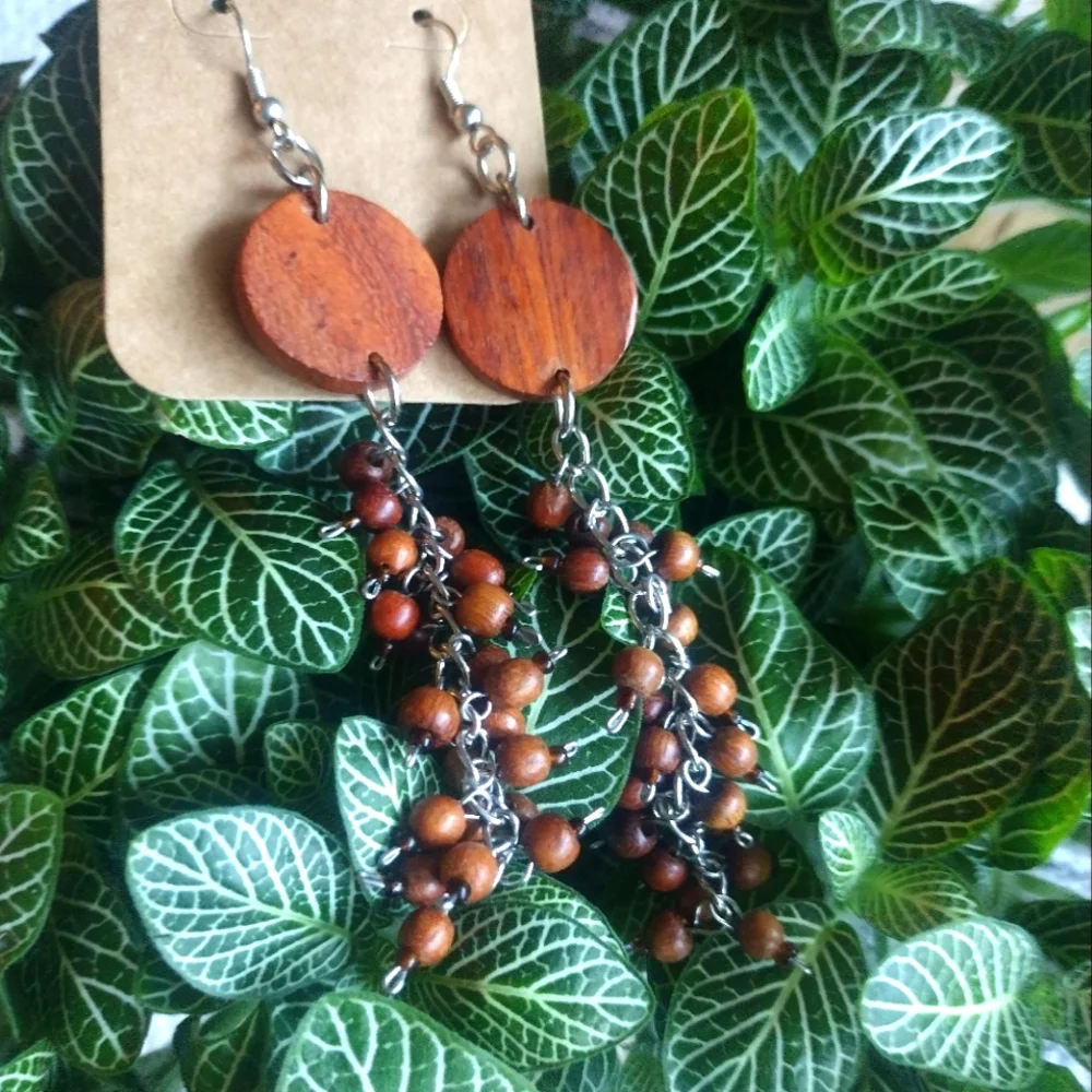 3/ $20 Gorgeous Handcrafted Wooden Earrings - Picture 2 of 3
